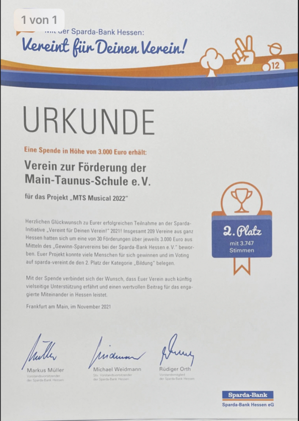 Sparda Urkunde