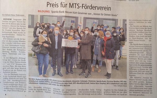 Zeitungsartikel Spendenuebergabe 2. Platz SpardaVereint